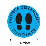 Sociale distantie vloerstickers Zwart en Blauw