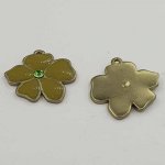 Geëmailleerde metalen bloem 25 mm Khaki