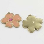 Metalen bloem email 25 mm Roze