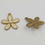 Geëmailleerde metalen bloem 26 mm Ivoor