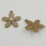 Geëmailleerde metalen bloem 26 mm Grijs