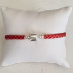 Europese Gevlochten Clip Armband 03 VAN 15 TOT 23 CM Rood