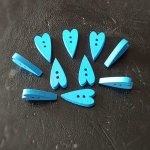 Houten hart knop blauw N°02-01