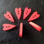 Houten hart knop rood N°02-06