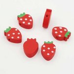 Houten kraal aardbeivorm rood N°01-06