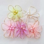 Lot 5 gekleurde bloemen Organza Stoffen N°02
