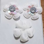 Set van 3 bloemen 5 bloemblaadjes Stof Wit