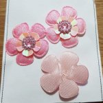 Set van 3 bloemen 5 bloemblaadjes Tissus Rose
