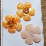 Set van 3 bloemen 5 bloemblaadjes Oranje stoffen