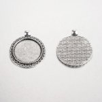 2 x 25mm zilveren cabochonhouders, cabochonhangers 17AS