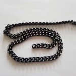 1 meter platte ketting zwart en zilver