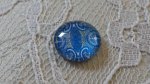 glazen cabochon rond 12mm blauwe bloem 039 