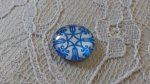 glas cabochon rond 12mm blauwe bloem 035 