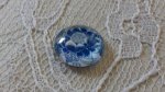 glas cabochon rond 12mm blauwe bloem 034 