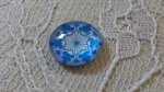 glas cabochon rond 12mm blauwe bloem 031 