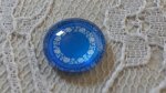 glas cabochon rond 12mm blauwe bloem 027 