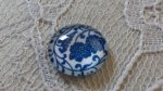 glas cabochon rond 12mm blauwe bloem 028 