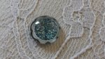 glas cabochon rond 12mm blauwe bloem 025 