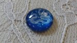glas cabochon rond 12mm blauwe bloem 022 