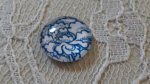 glas cabochon rond 12mm blauwe bloem 021 