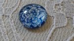 glas cabochon rond 12mm blauwe bloem 019 