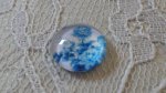 glas cabochon rond 12mm blauwe bloem 016 