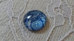 glas cabochon rond 12mm blauwe bloem 013 