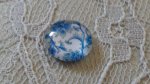 glas cabochon rond 12mm blauwe bloem 012 