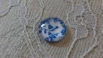 glas cabochon rond 12mm blauwe bloem 011 