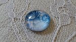 glas cabochon rond 12mm blauwe bloem 010 