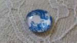 glas cabochon rond 12mm blauwe bloem 009 