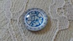 glas cabochon rond 12mm blauwe bloem 008 
