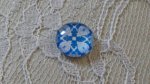 glas cabochon rond 12mm blauwe bloem 005 