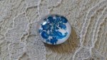 glas cabochon rond 12mm blauwe bloem 004 