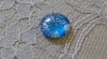 glas cabochon rond 12mm blauwe bloem 002 