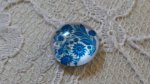 glas cabochon rond 12mm blauwe bloem 001 