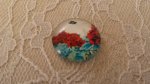 glazen cabochon rond 20mm bloem 01-047 
