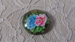 glazen cabochon rond 20mm bloem 01-016 