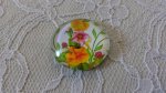 glazen cabochon rond 25mm bloem 01-028 