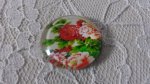 glazen cabochon rond 25mm bloem 01-021 