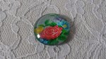 glazen cabochon rond 25mm bloem 01-005 