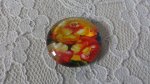 glazen cabochon rond 25mm bloem 01-004 