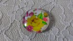 glazen cabochon rond 25mm bloem 01-002 