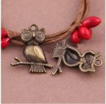 Set van 5 Bronzen Metalen Uil Bedels-01 Uil Hanger 