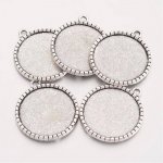 2 x 25mm zilveren cabochon houders, cabochon hangers 19AS-RS 