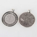 2 x 20mm zilveren cabochonhouders, cabochonhangers 07AS 