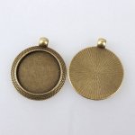 2 x 25mm bronzen cabochonhouders, cabochonhangers 102AB 
