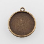 2 x 25mm bronzen cabochonhouders, cabochonhangers 43AB