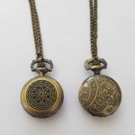 Bloem 02 Antiek Brons Gousset Horloge met Ketting