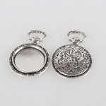 1 cabochon houder 20mm zilveren zakhorloge, cabochon hanger 74AS